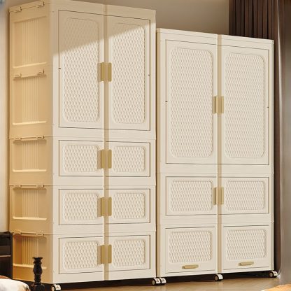 "Durable Plastic Children's Wardrobe with Shelf, Clothing Rod, and Door"