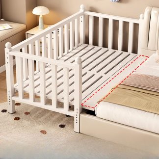 "Casual Chalk Alloy Standard Kids Bed with Detachable Guardrails for Gender Neutral"