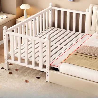 "Casual Chalk Alloy Standard Kids Bed with Detachable Guardrails for Gender Neutral"