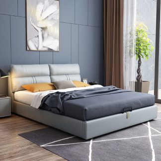 "Sleek Dove Grey Panel Standard Children Bed in Timber with Cotton Upholstery, Spring Mattress, Headboard - Gender Neutral"