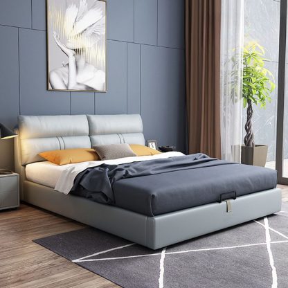 "Sleek Dove Grey Panel Standard Children Bed in Timber with Cotton Upholstery, Spring Mattress, Headboard - Gender Neutral"